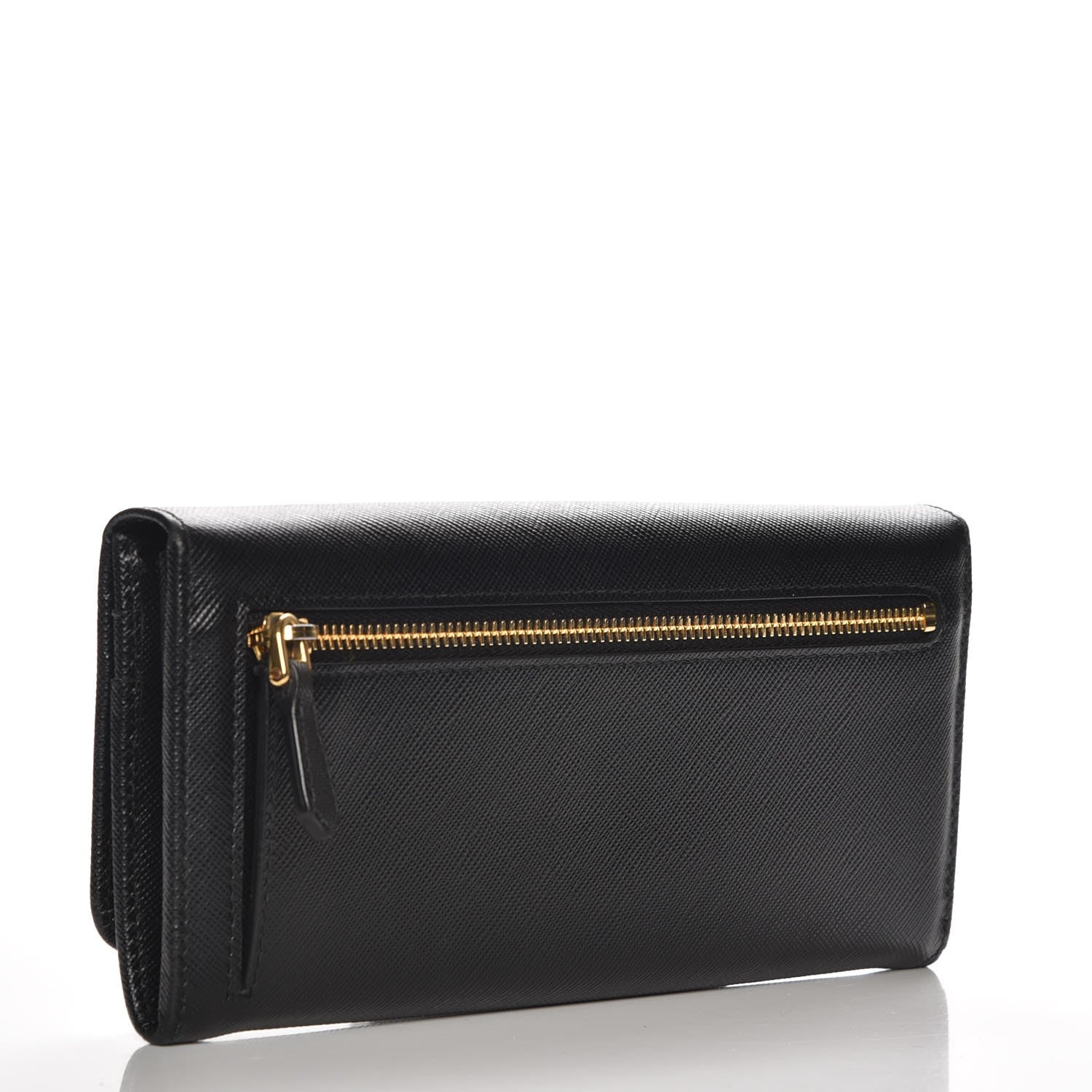 Prada Saffiano Metal Continental Flap Wallet Nero Black 3 of 9