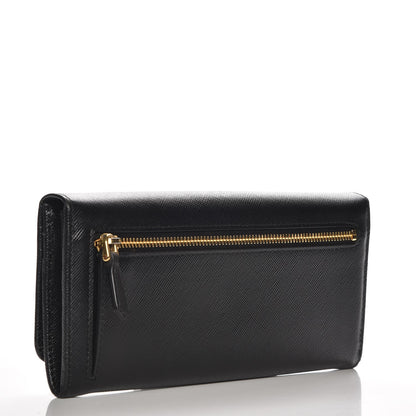 Prada Saffiano Metal Continental Flap Wallet Nero Black 3 of 9