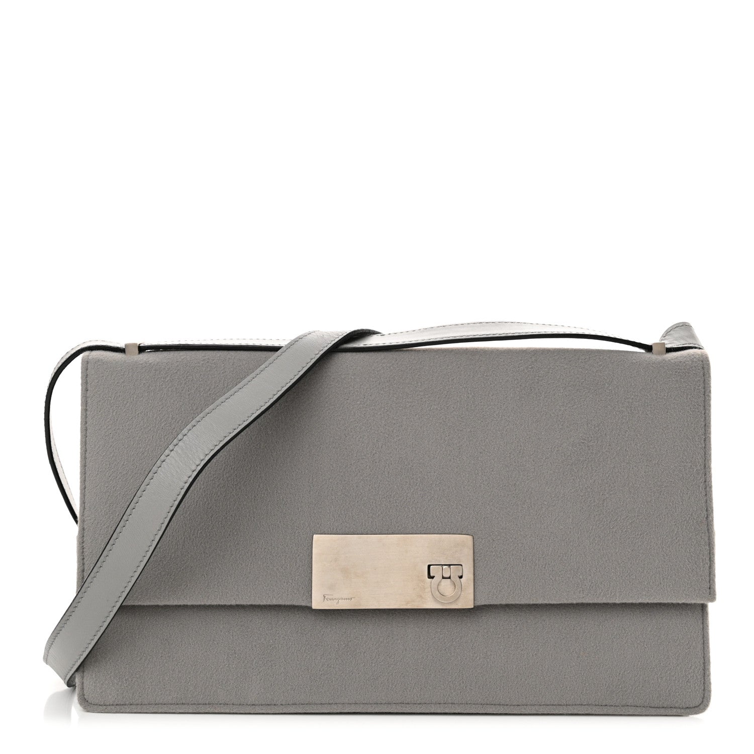 Salvatore Ferragamo Fabric Gancini Shoulder Bag Grey 1 of 13
