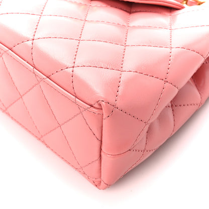 Chanel Shiny Aged Calfskin Quilted Nano Kelly Shopper Coral Pink 11 of 11