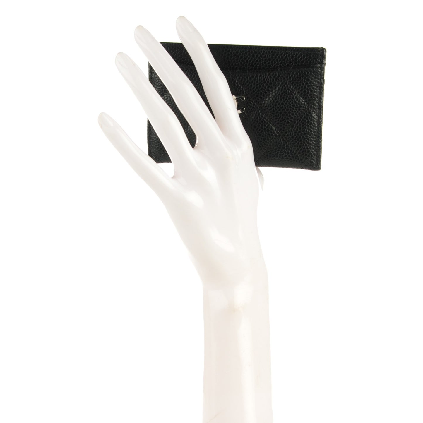 Caviar Quilted Card Holder Black