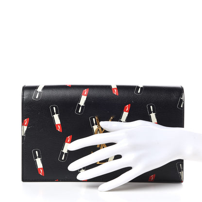 Saint Laurent Calfskin Lipstick Print Classic Monogram Kate Clutch Black 2 of 9