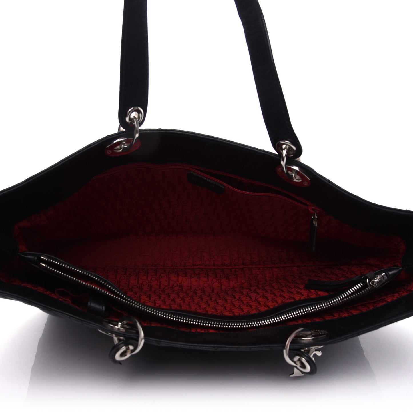 Lambskin Cannage Large Lady Dior Shopper Tote Black