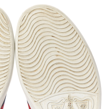 Gucci Calfskin Nappa Web LOVED Embroidered Mens Ace Sneakers 9 White Red Flame Notte 11 of 14