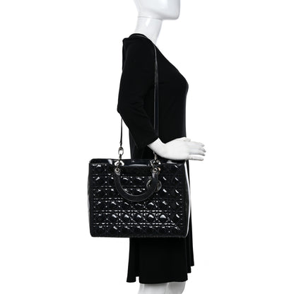 Christian Dior Patent Cannage Large Lady Dior Navy Blue 2 of 17