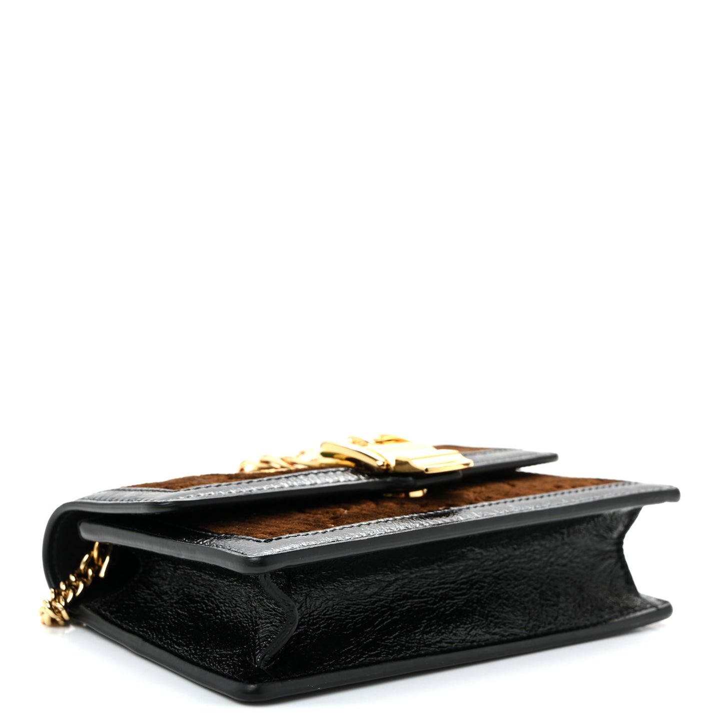Velvet GG Monogram Web Super Mini Sylvie Chain Shoulder Bag Brown Black Oro Vecchio