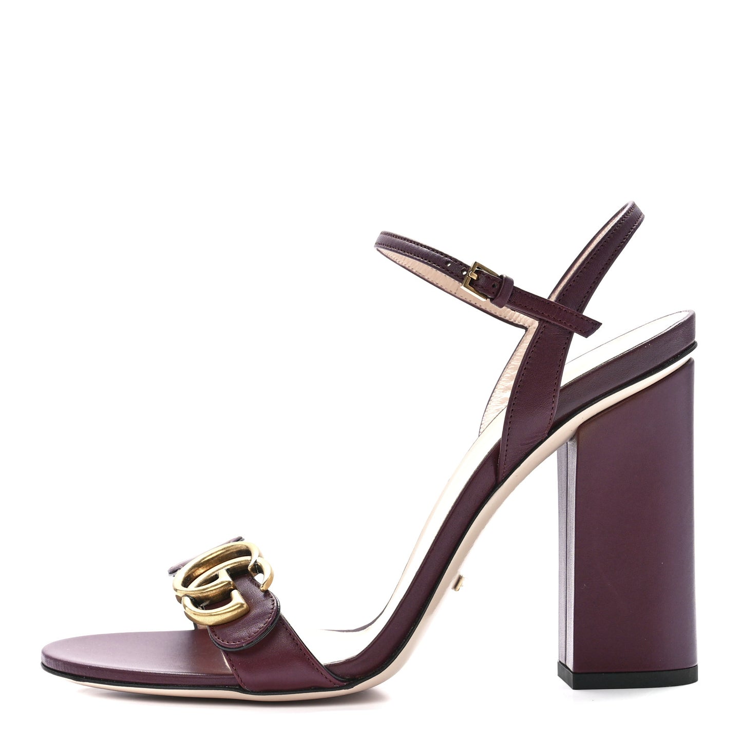 Lifford Calfskin GG Marmont Ankle Wrap 105mm Sandals 39.5 Vintage Bordeaux