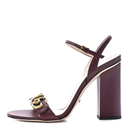 Gucci Lifford Calfskin GG Marmont Ankle Wrap 105mm Sandals 39.5 Vintage Bordeaux 1 of 7