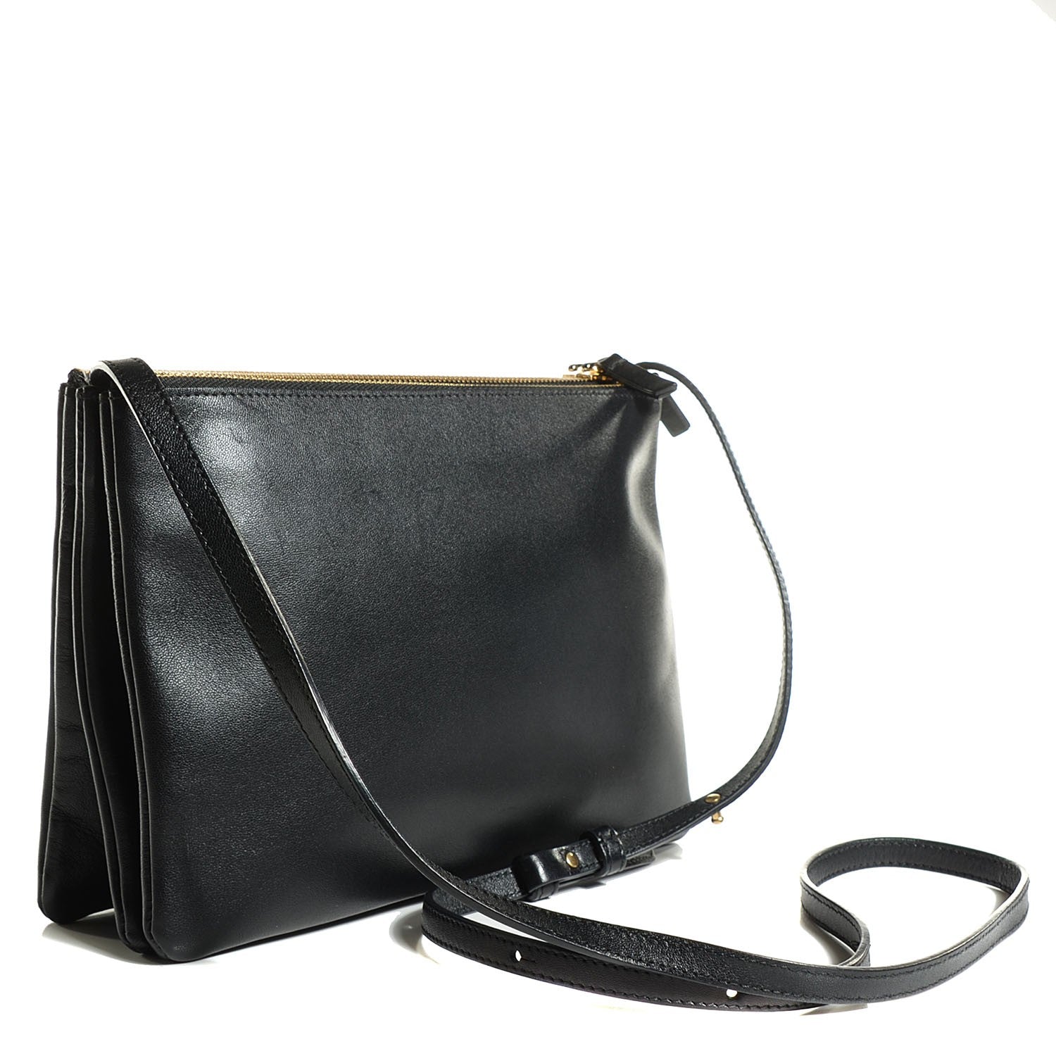 Celine Lambskin Large Trio Crossbody Bag Black 3 of 11