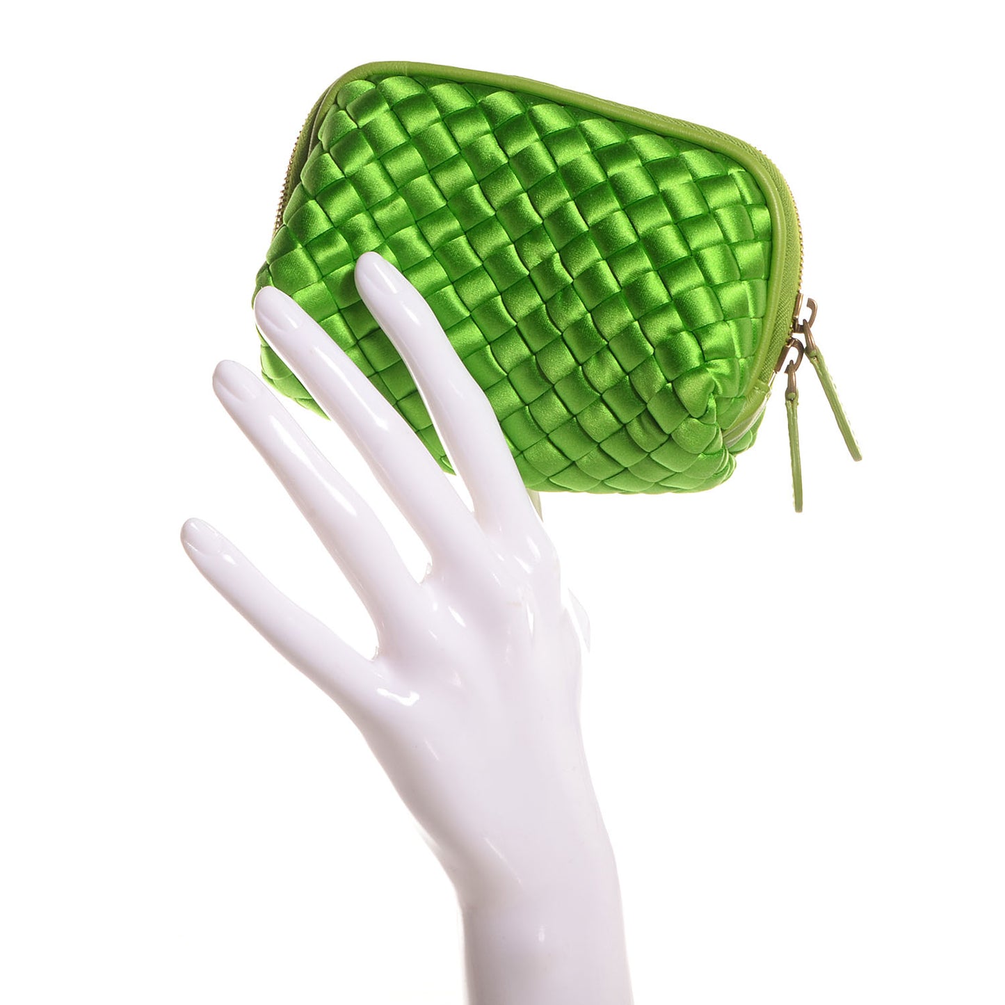 Silk Intrecciato Small Cosmetic Case Green Apple