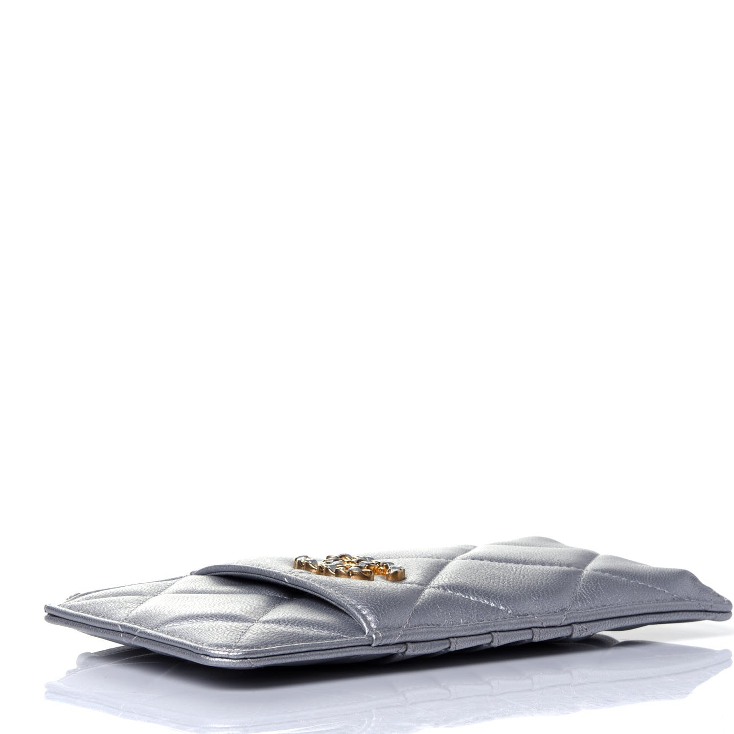 Chanel Lambskin Quilted Chanel 19 Phone and Card Holder Silver 3 of 4