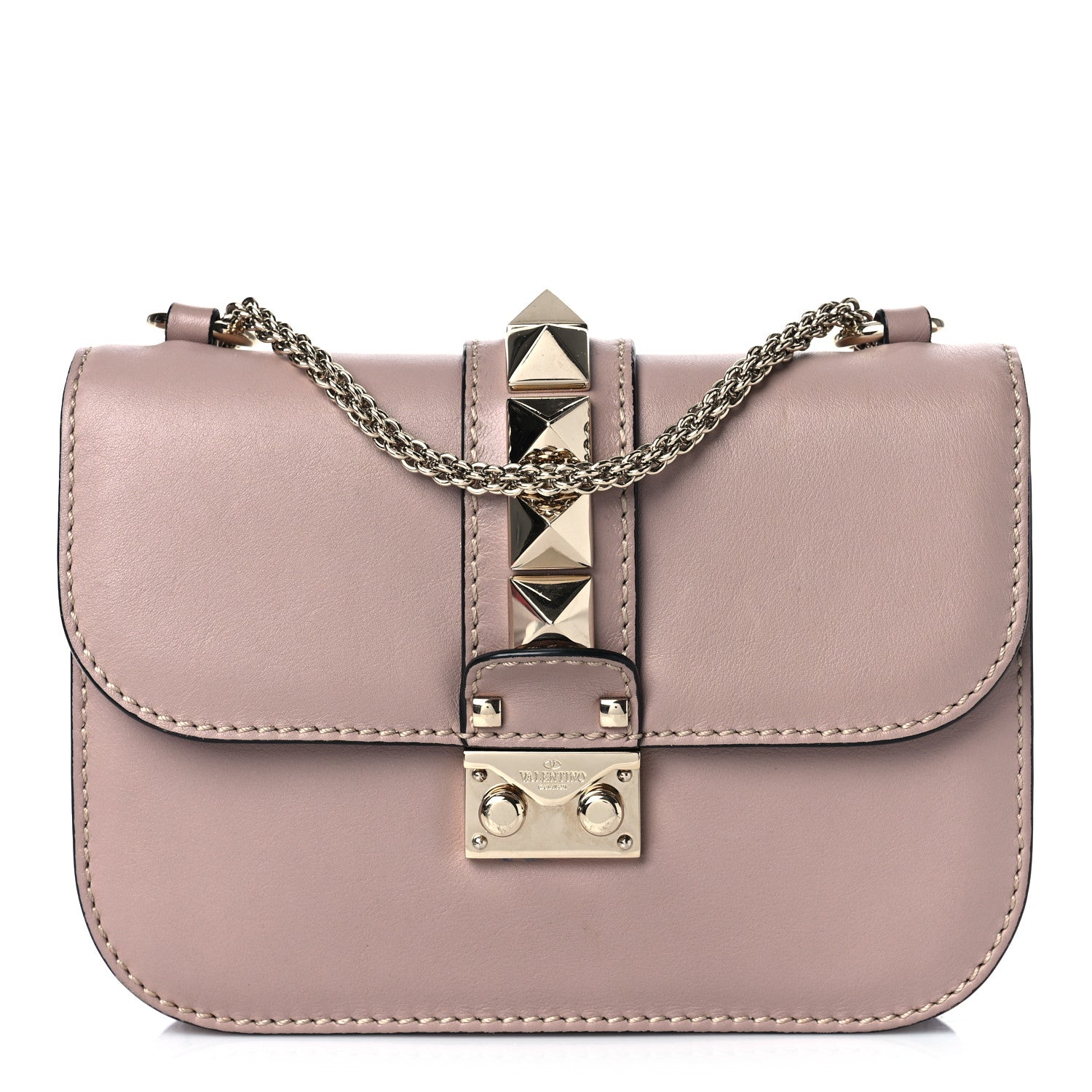 Valentino Garavani Vitello Small Glam Lock Rockstud Flap Poudre 1 of 11