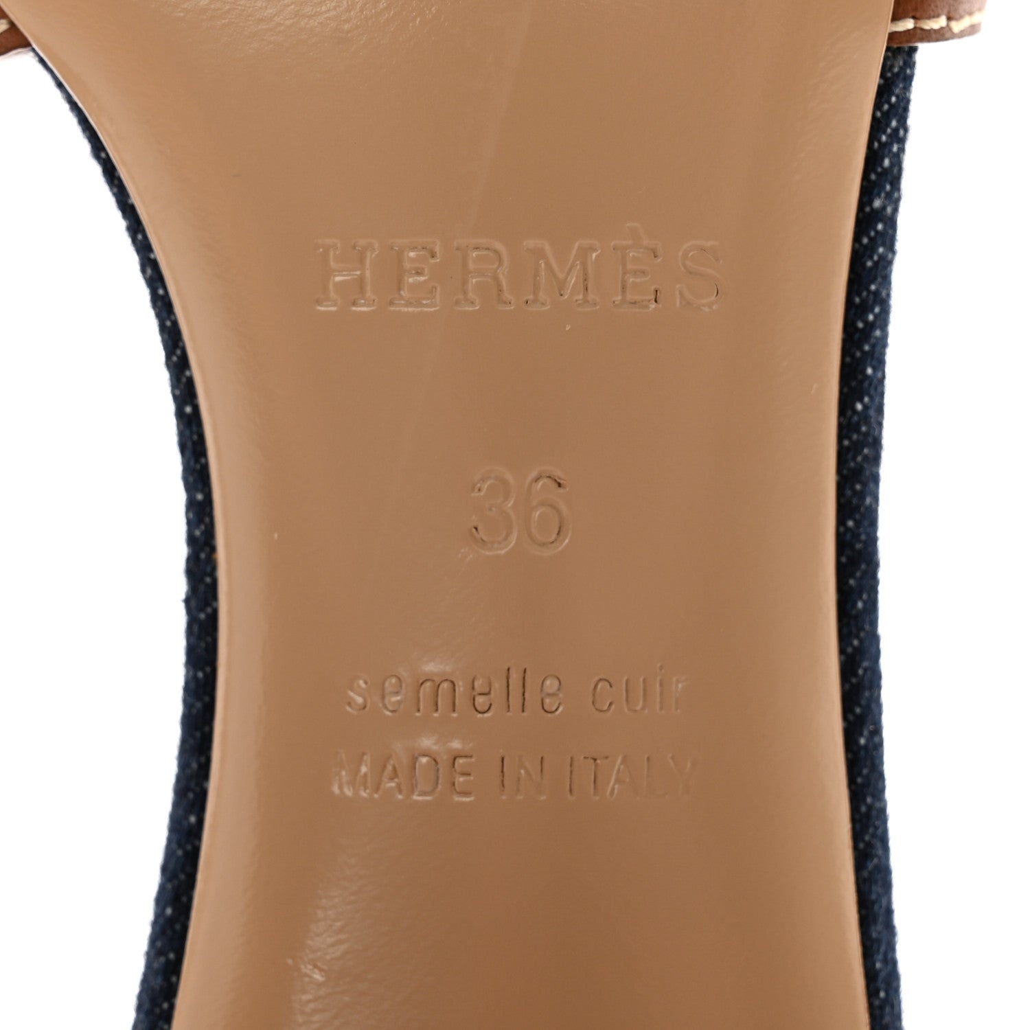 Hermes Calfskin Denim Oasis Sandals 36 Bleu Brut Gold 6 of 9