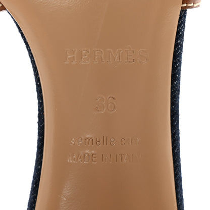 Hermes Calfskin Denim Oasis Sandals 36 Bleu Brut Gold 6 of 9