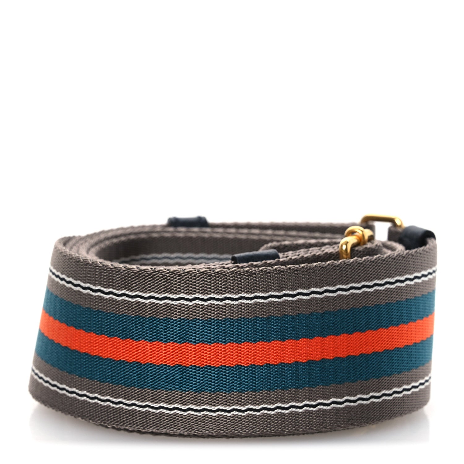 Prada Vitello Daino Striped Fabric Shoulder Strap 2 of 3