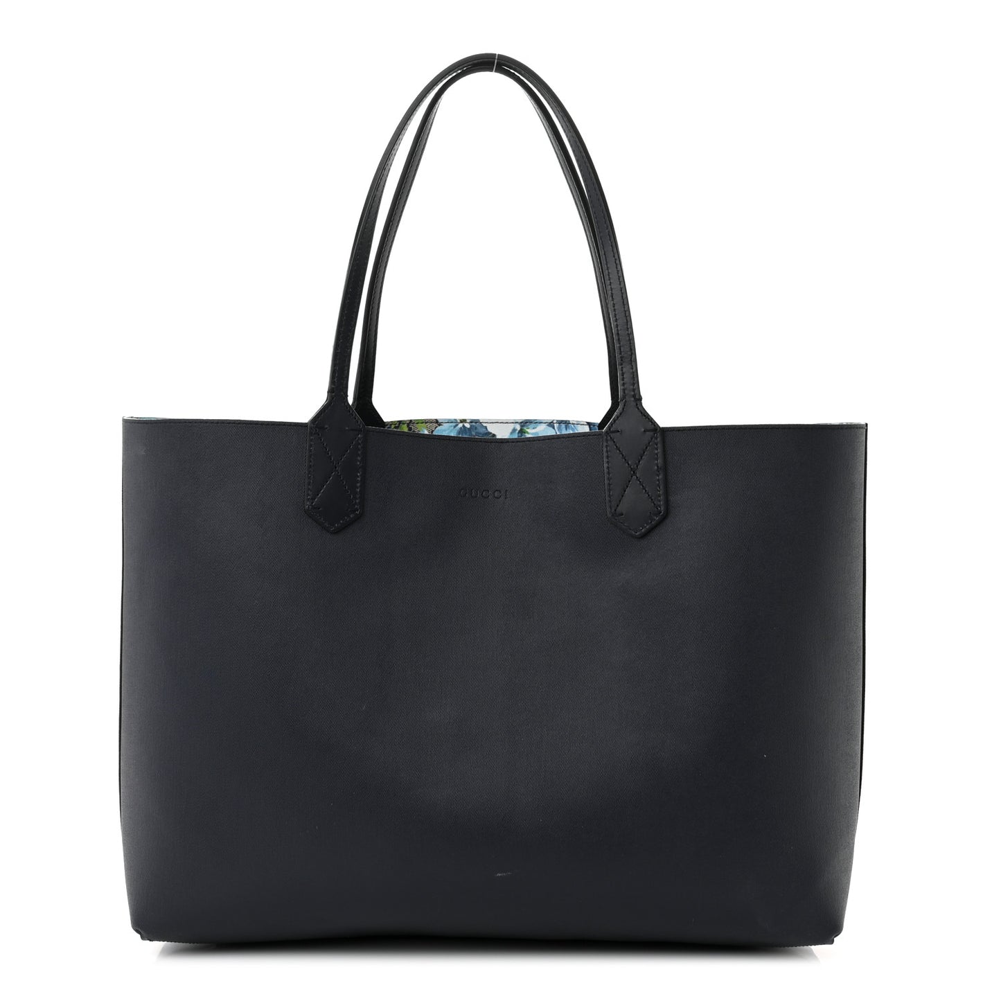 GG Supreme Monogram Blooms Medium Reversible Tote Beige Blue Navy