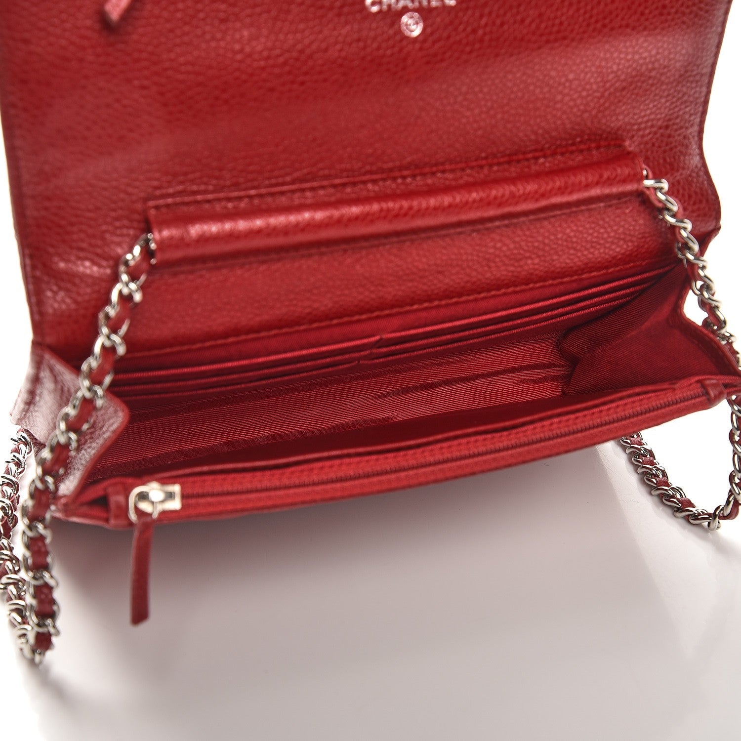 Chanel Caviar Quilted Wallet On Chain WOC Dark Red 5 of 9