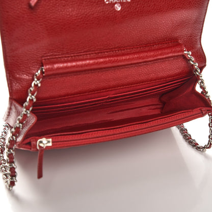 Chanel Caviar Quilted Wallet On Chain WOC Dark Red 5 of 9