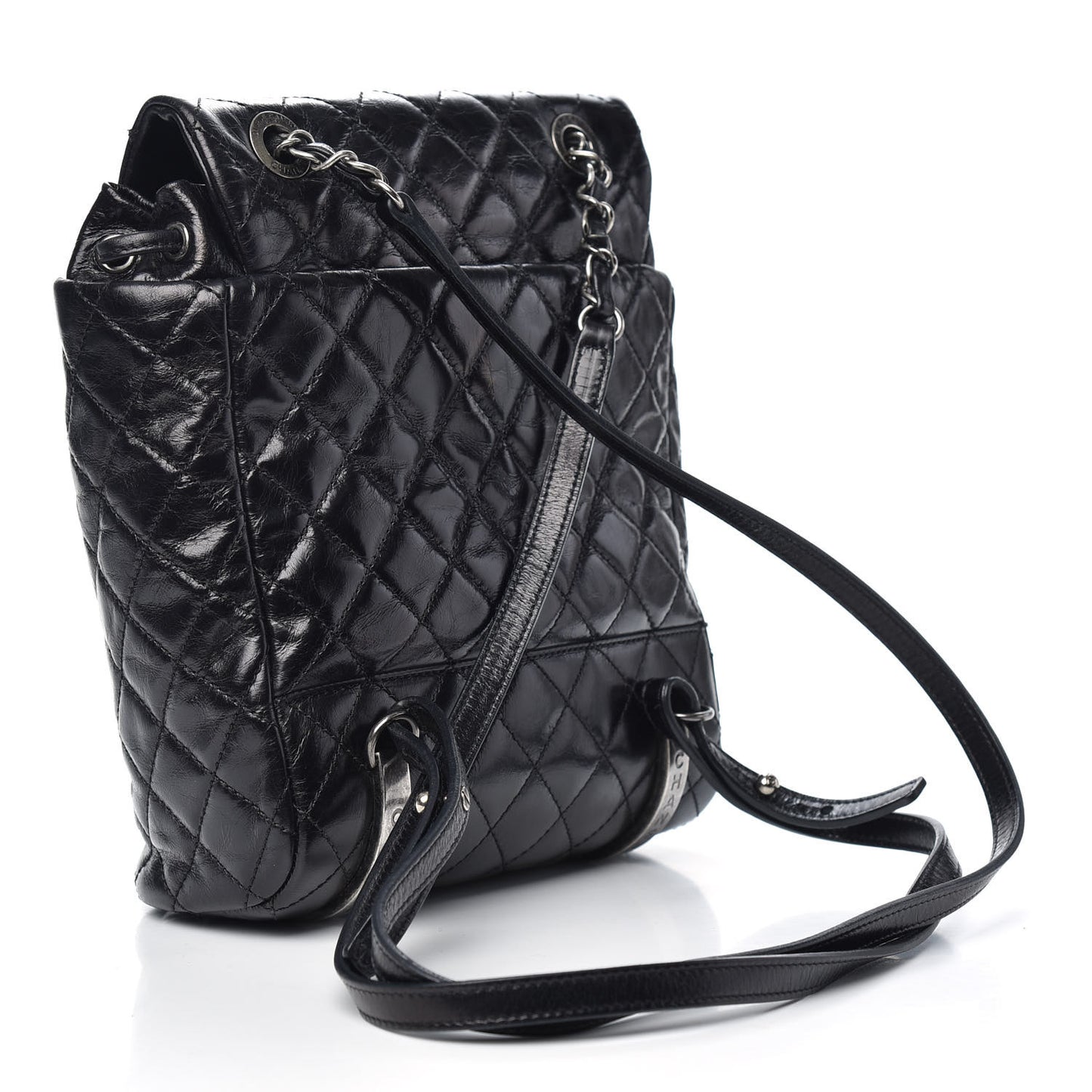 Glazed Calfskin Quilted Small Salzburg Mountain Backpack Black