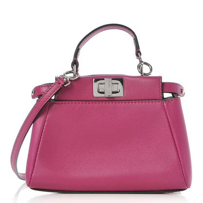 Fendi Nappa Micro Peekaboo Iconic Satchel Magenta 1 of 8