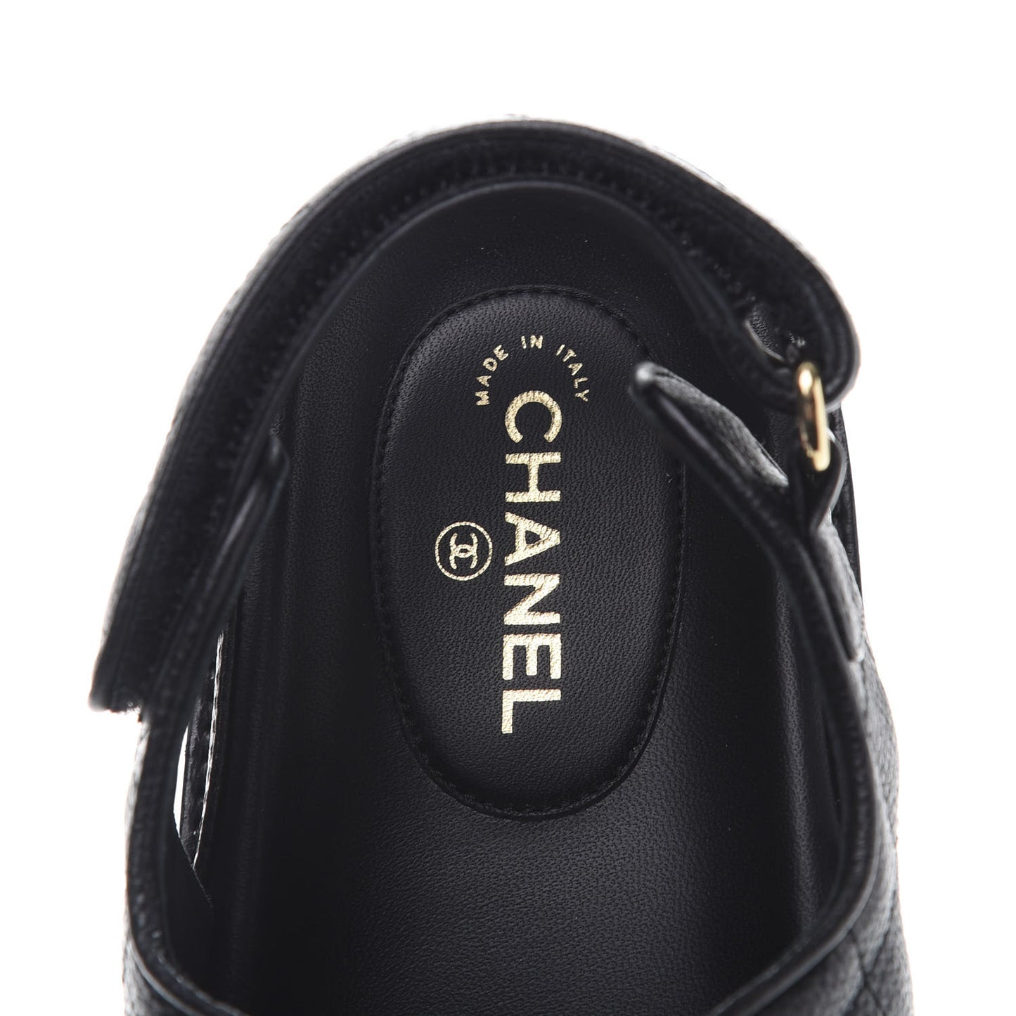 Grained Calfskin Velcro Dad Sandals 38 Black