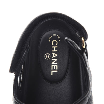 Chanel Grained Calfskin Velcro Dad Sandals 38 Black 6 of 9