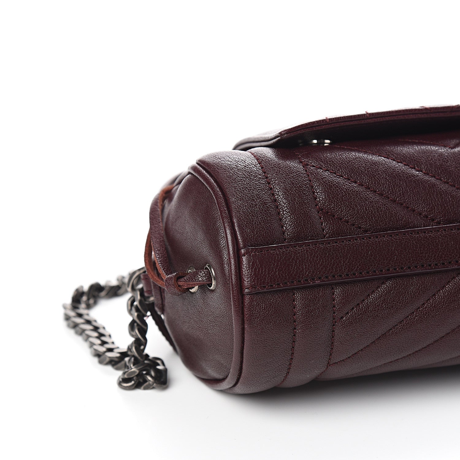 Saint Laurent Lambskin Matelasse Monogram East West Rider Bag Bordeaux 7 of 9