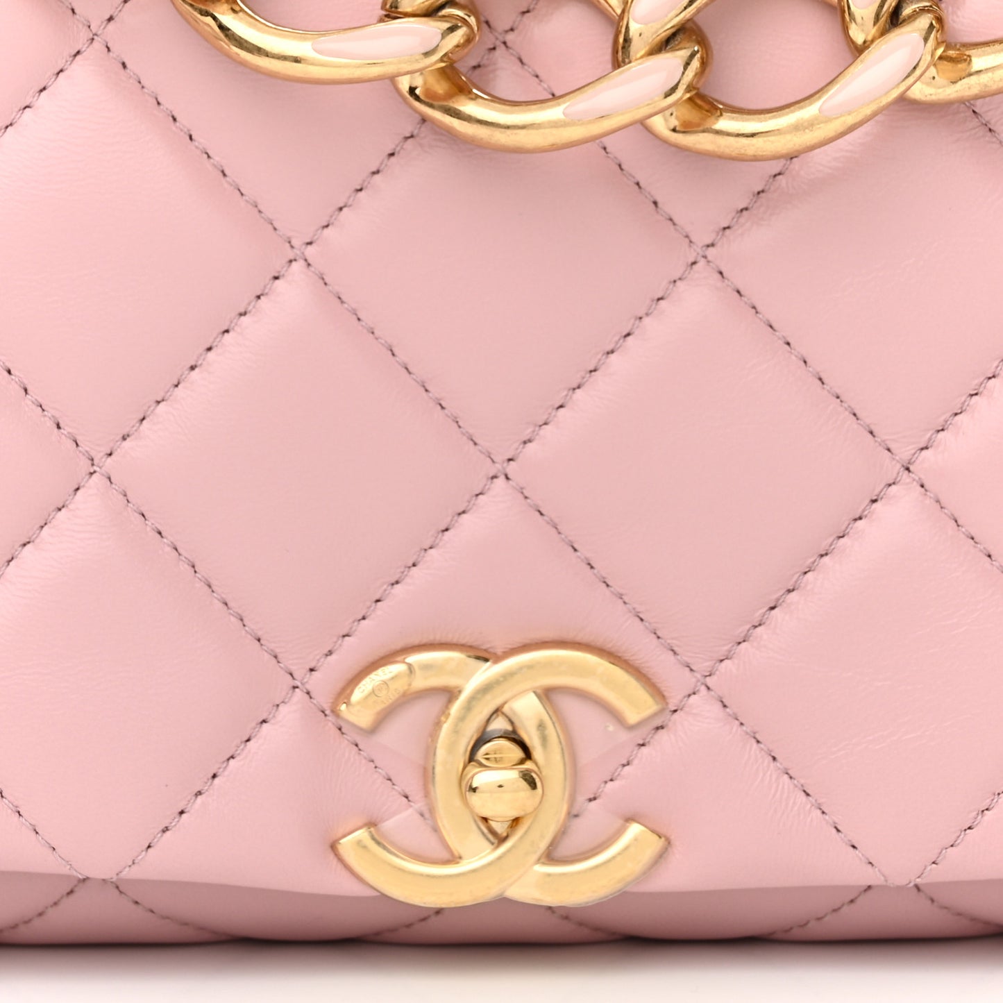 Lambskin Quilted Medium Color Match Flap Light Pink