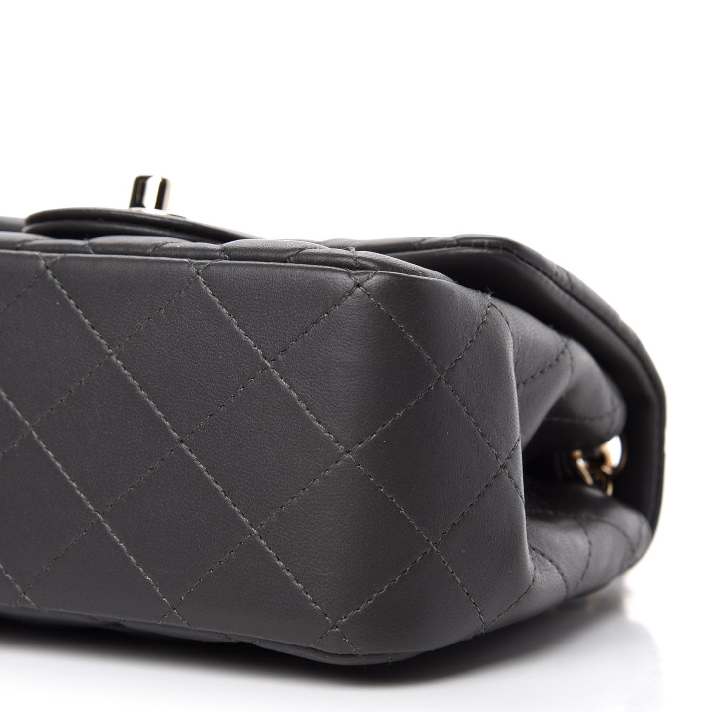 Lambskin Quilted Mini Square Flap Dark Grey