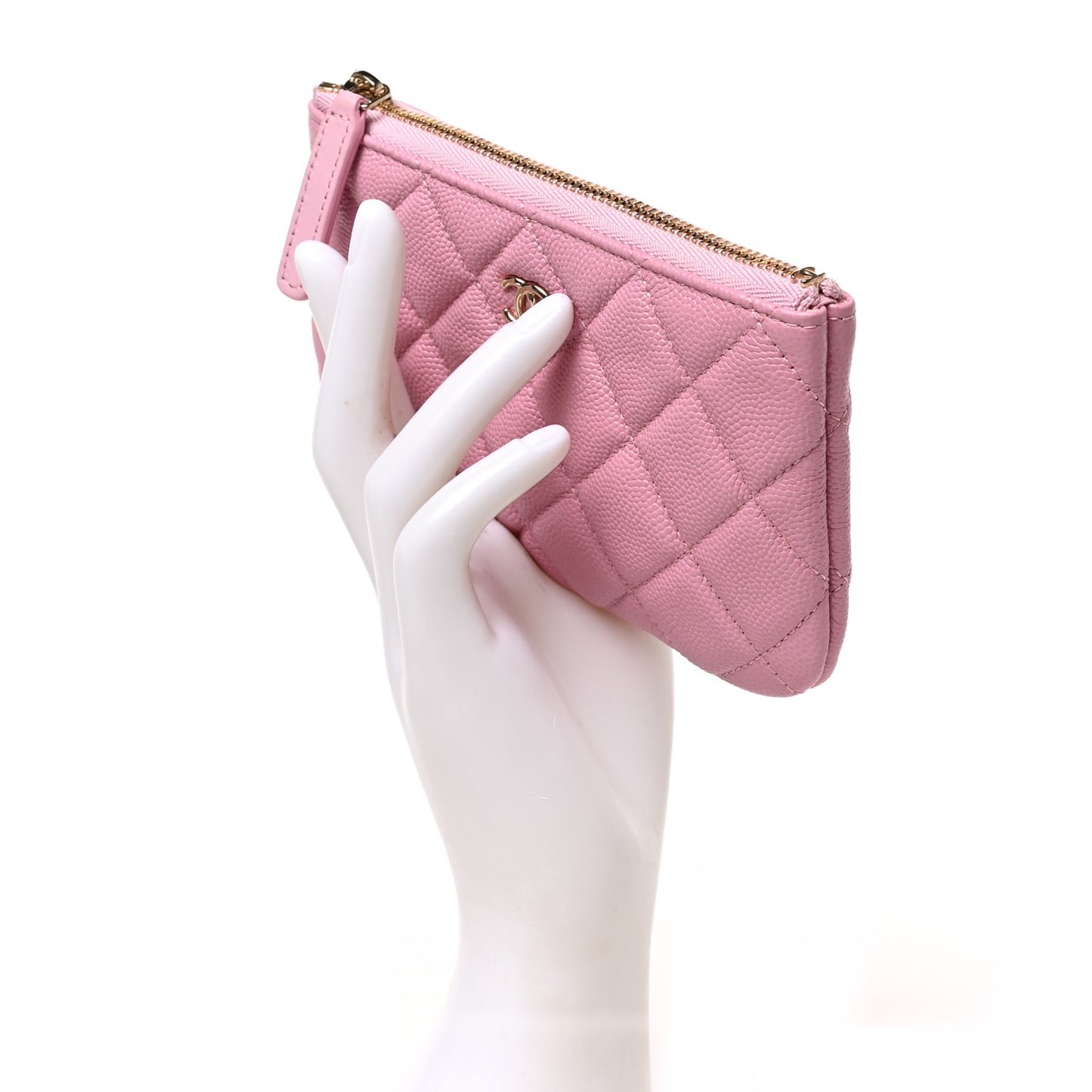 Caviar Quilted Small Cosmetic Case Pink