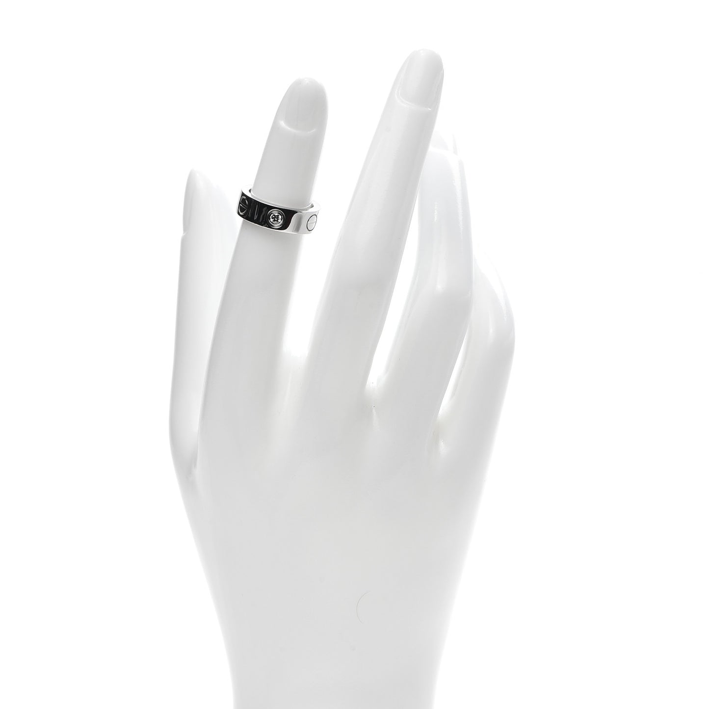 18K White Gold 3 Diamond 5.5mm LOVE Ring 46 3.75