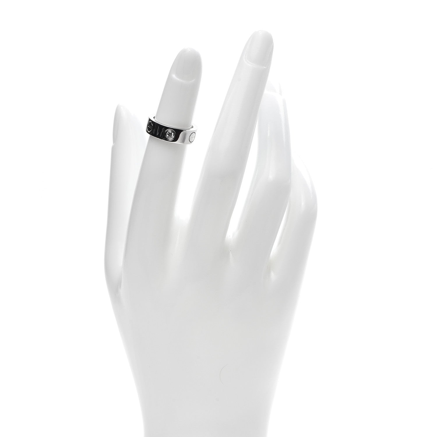 Cartier 18K White Gold 3 Diamond 5.5mm LOVE Ring 46 3.75 2 of 5