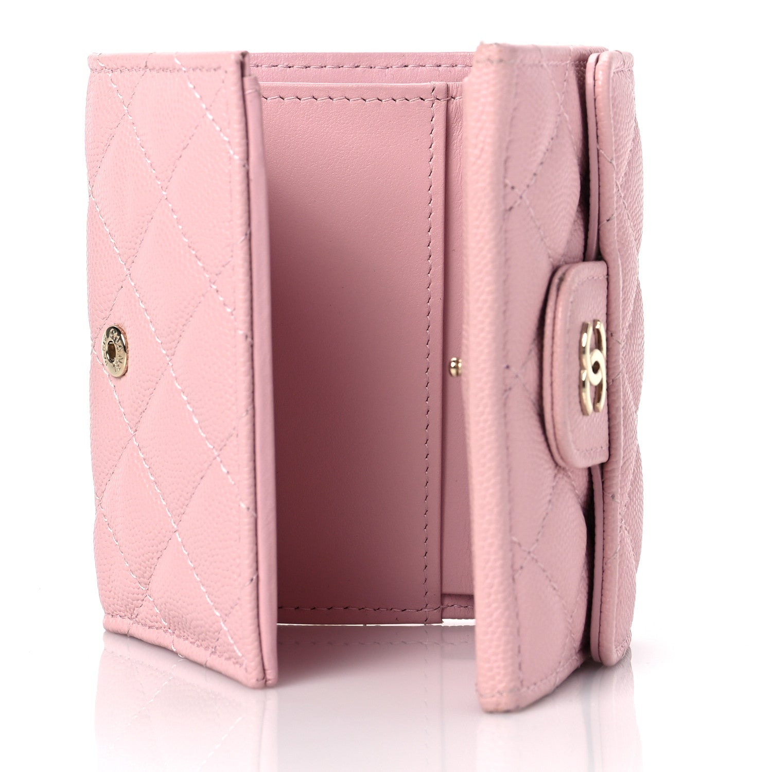 Chanel Caviar Quilted Double Flap Wallet Pink 5 of 9