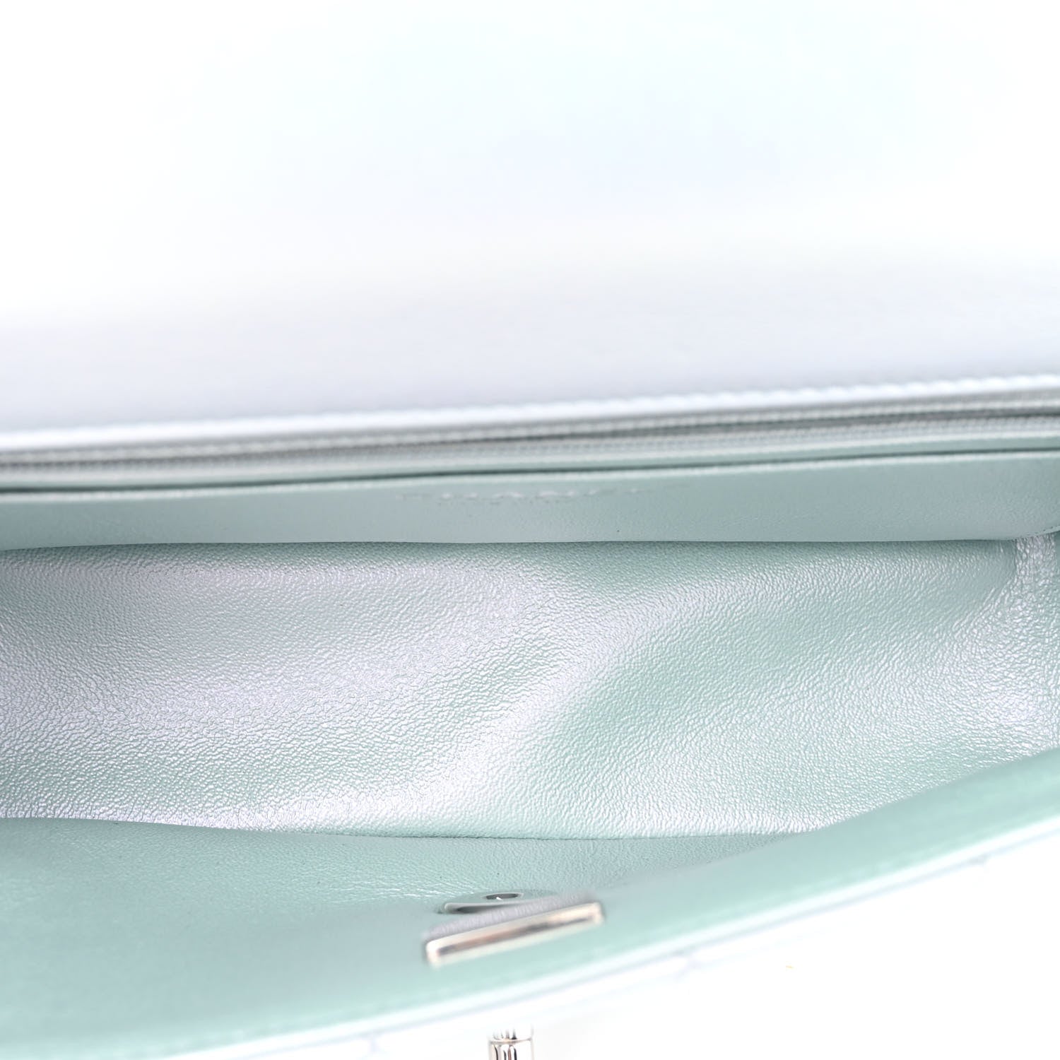 Chanel Iridescent Calfskin Quilted Mini Rectangular Flap Light Blue 5 of 11