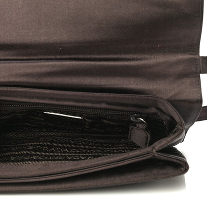 Prada Satin Flap Clutch Bag Brown 5 of 12