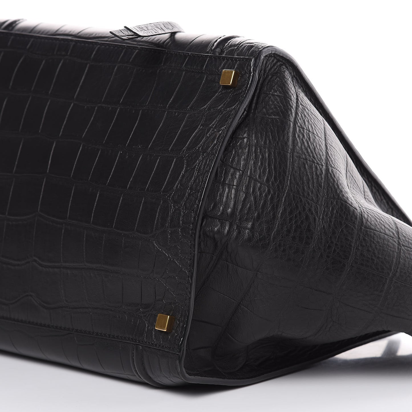 Crocodile Embossed Calfskin Medium Phantom Luggage Black