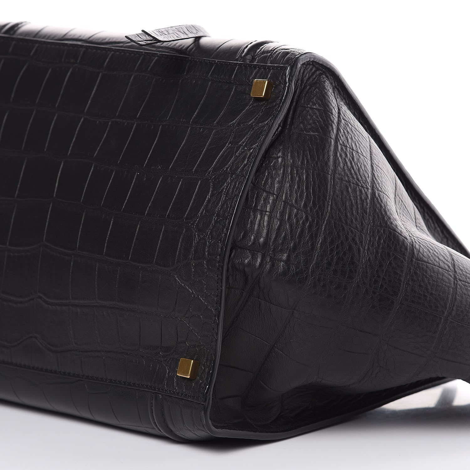Celine Crocodile Embossed Calfskin Medium Phantom Luggage Black 10 of 11