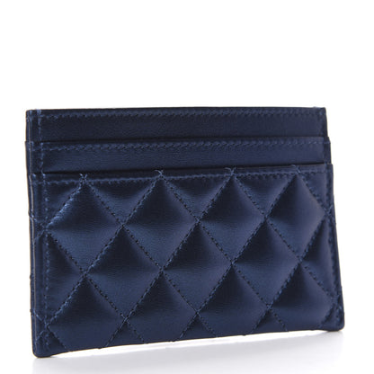 Chanel Metallic Lambskin Quilted Boy Card Holder Blue 3 of 8