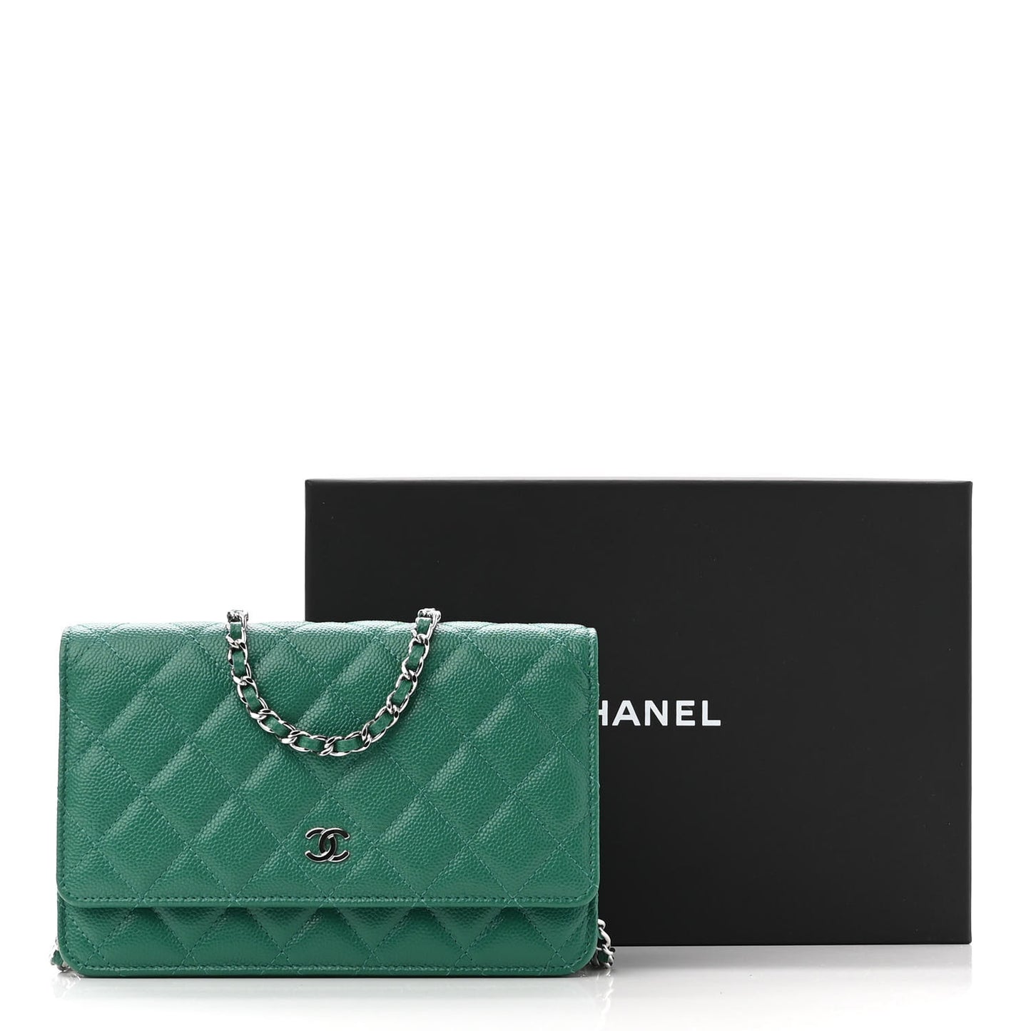 Caviar Quilted Wallet On Chain WOC Green
