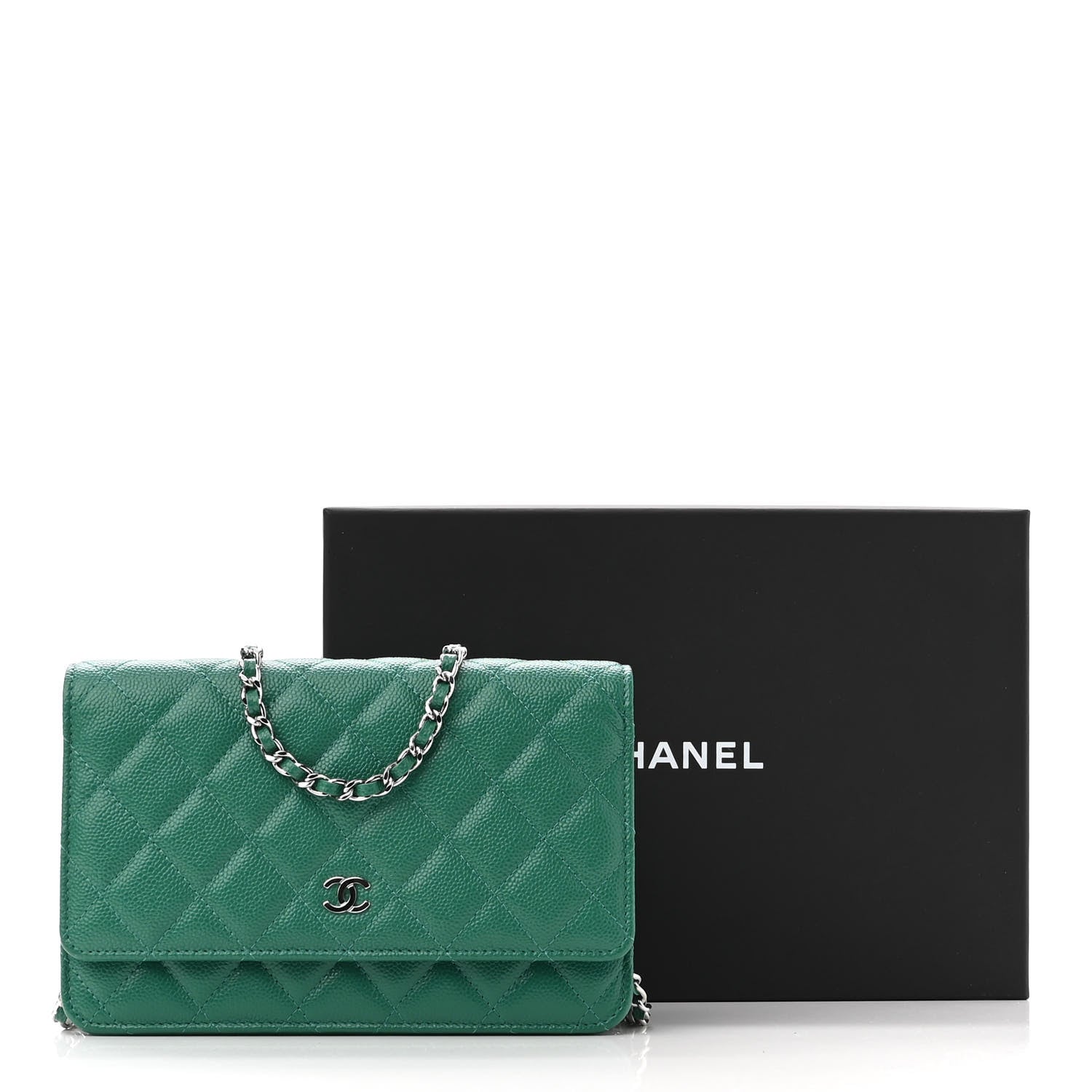 Chanel Caviar Quilted Wallet On Chain WOC Green 12 of 12