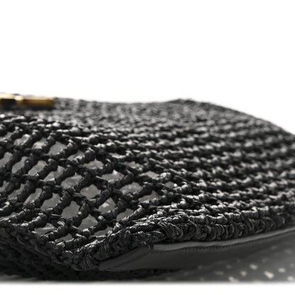 Saint Laurent Raffia Calfskin Oxalis Shoulder Bag Black 10 of 10