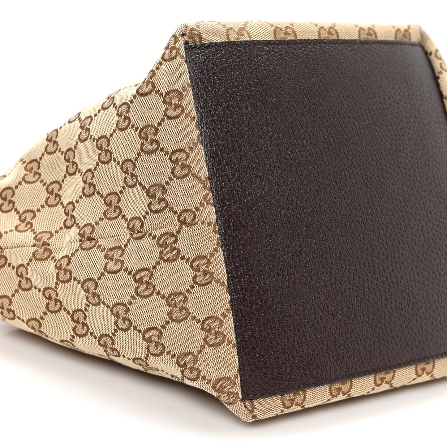 GG Monogram Small Web Handle Bucket Tote  Dark Brown