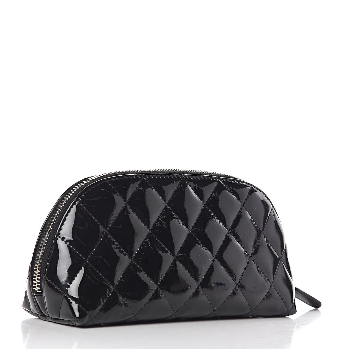 Patent Quilted Cosmetic Case Black