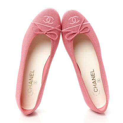 Chanel Embroidered Fabric Cap Toe CC Ballerina Flats 37.5 Pink 2 of 10