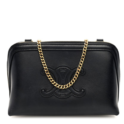Celine Smooth Calfskin Cuir Triomphe Clutch on Chain Black 1 of 10