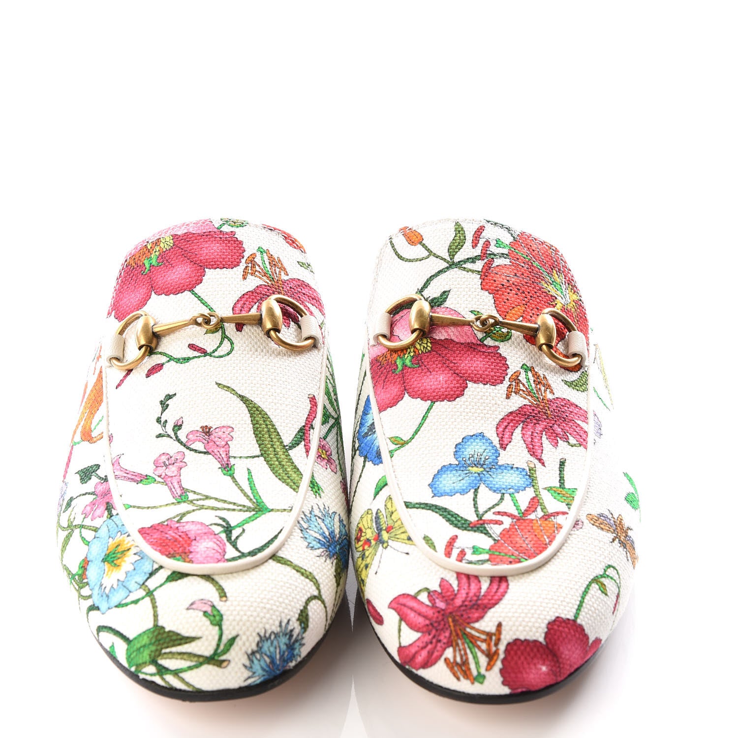 Gucci Canvas Flora Womens Princetown Slippers 38 White Multicolor 3 of 9
