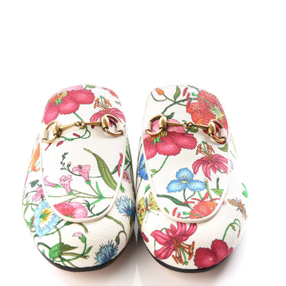 Gucci Canvas Flora Womens Princetown Slippers 38 White Multicolor 3 of 9