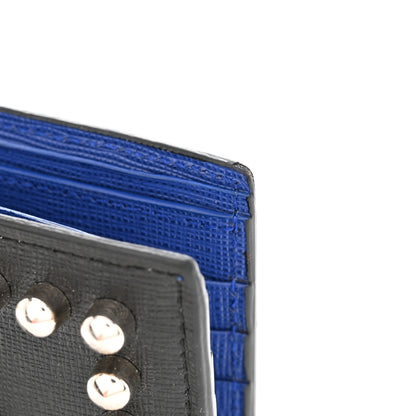 Fendi Vitello Elite Flamingo Mink Karlito Studded Bi-Fold Wallet Black White Plaster 11 of 12