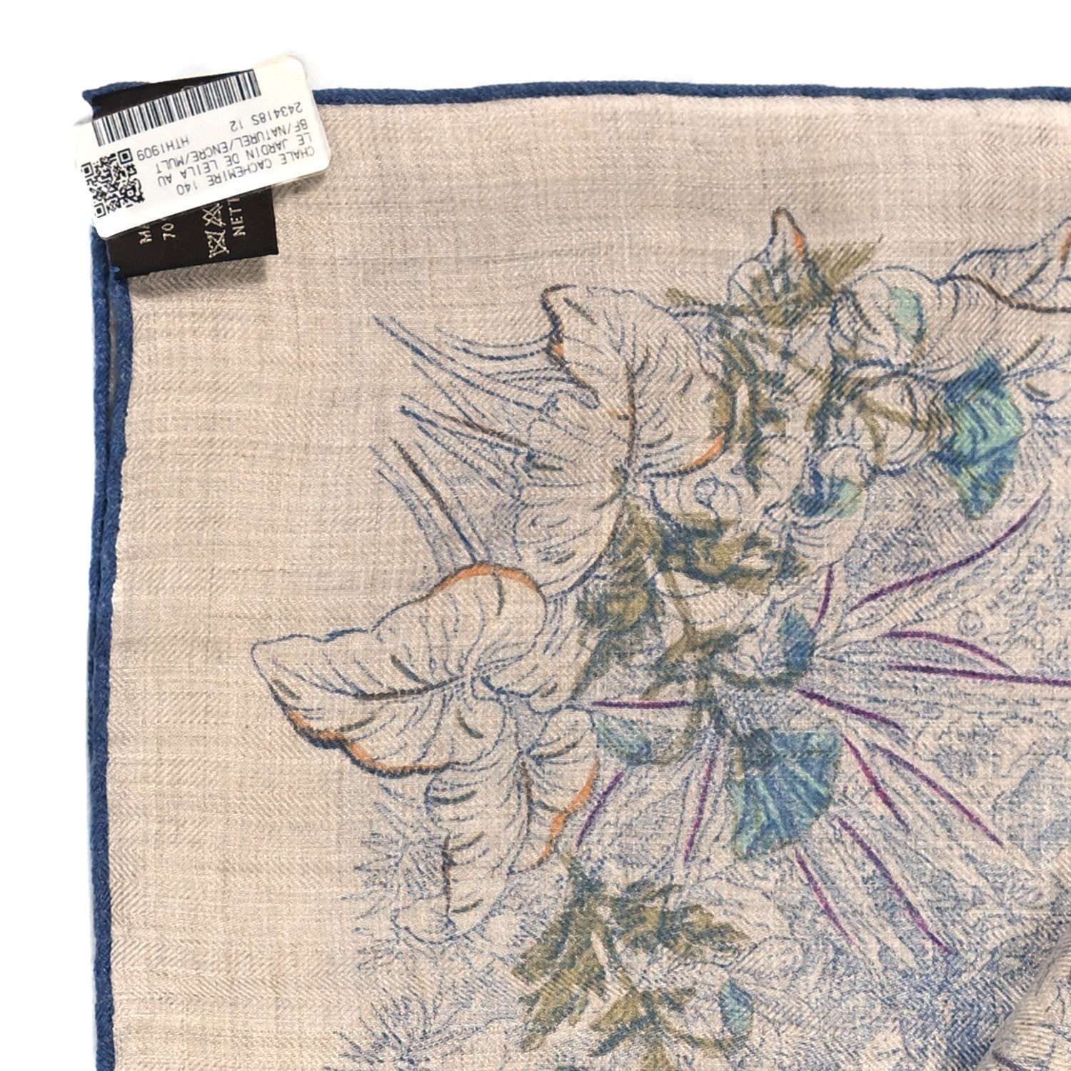 Hermes Chale Cashemire Le Jardin De Leila Au Bloc Shawl 140 Naturel Encre Multi 3 of 5