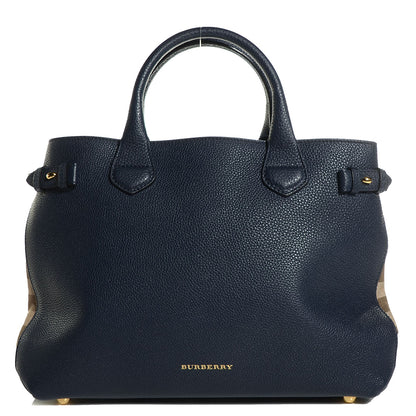 Burberry Grainy Calfskin House Check Medium Banner Tote Ink Blue 1 of 11